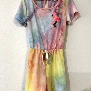 FOREVER GIRL TIE DYE FLEMINGO ROMPER